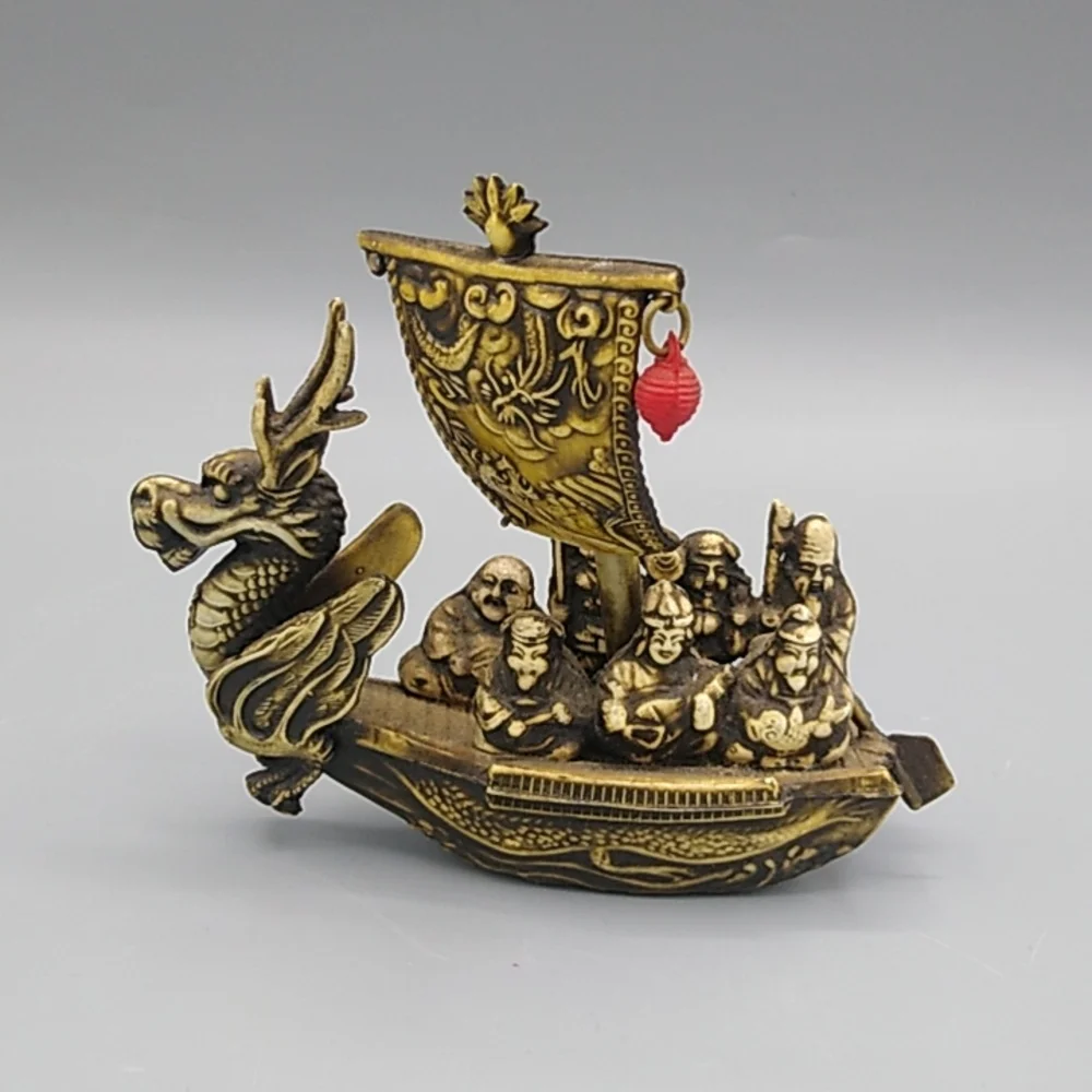 Japan Celluloid Seven Lucky Gods on Dragon Boat Early 1900s Vintage Antique - Picture 6 of 15